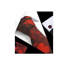 3delige set stropdas pochet manchetknopen tinten rood en zwart Fantasy